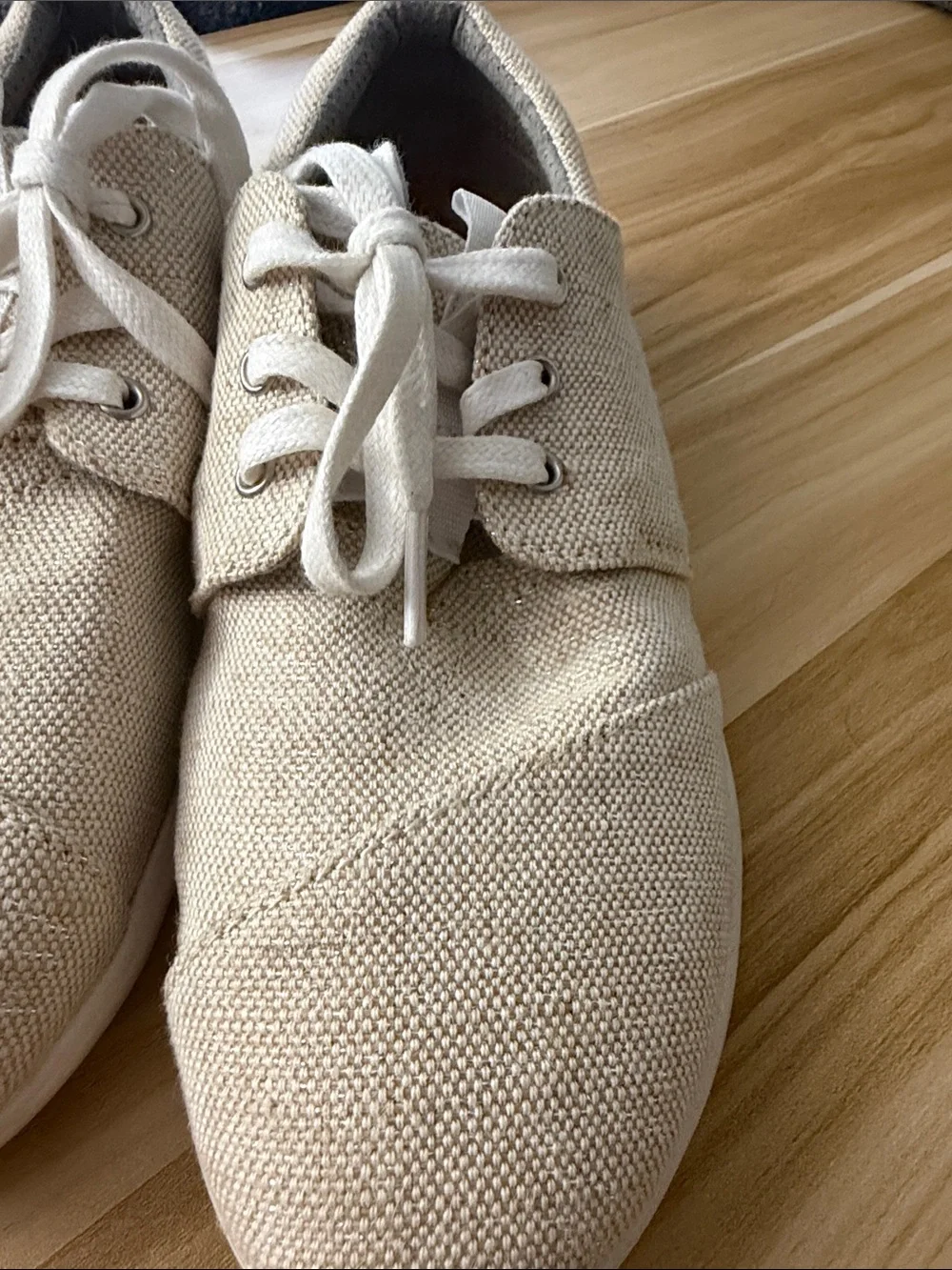 Toms Beige Canvas Lace-Up Sneakers